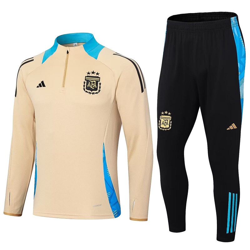AAA Quality Argentina 24/25 Tracksuit - Light Beige/Blue